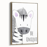 Kids Room Art Prints - Be Unique Zebra Wall Art for Girls' Bedrooms