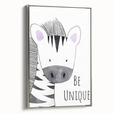 Kids Room Art Prints - Be Unique Zebra Wall Art for Girls' Bedrooms
