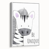 Kids Room Art Prints - Be Unique Zebra Wall Art for Girls' Bedrooms