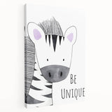 Kids Room Art Prints - Be Unique Zebra Wall Art for Girls' Bedrooms