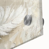 Elegant Dining Room Wall Art - Beige & White Feather Canvas Print