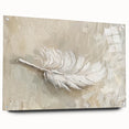 Elegant Dining Room Wall Art - Beige & White Feather Canvas Print
