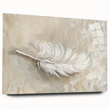 Elegant Dining Room Wall Art - Beige & White Feather Canvas Print
