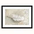 Elegant Dining Room Wall Art - Beige & White Feather Canvas Print