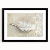 Elegant Dining Room Wall Art - Beige & White Feather Canvas Print