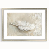 Elegant Dining Room Wall Art - Beige & White Feather Canvas Print