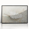 Elegant Dining Room Wall Art - Beige & White Feather Canvas Print