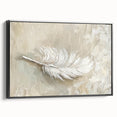 Elegant Dining Room Wall Art - Beige & White Feather Canvas Print
