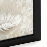 Elegant Dining Room Wall Art - Beige & White Feather Canvas Print