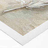 Elegant Dining Room Wall Art - Beige & White Feather Canvas Print