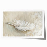 Elegant Dining Room Wall Art - Beige & White Feather Canvas Print
