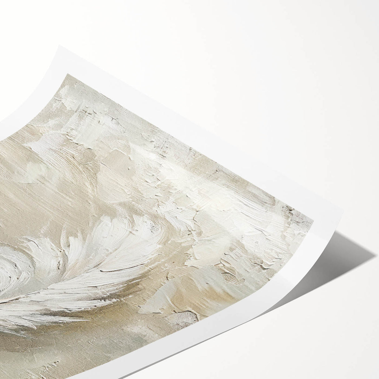 Elegant Dining Room Wall Art - Beige & White Feather Canvas Print