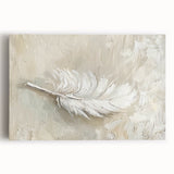 Elegant Dining Room Wall Art - Beige & White Feather Canvas Print