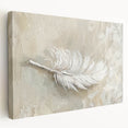 Elegant Dining Room Wall Art - Beige & White Feather Canvas Print