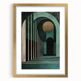 Abstract minimalist wall art framed in gold with a white mat, showcasing a modern design that adds elegance to any interior decor. Perfect for contemporary spaces.