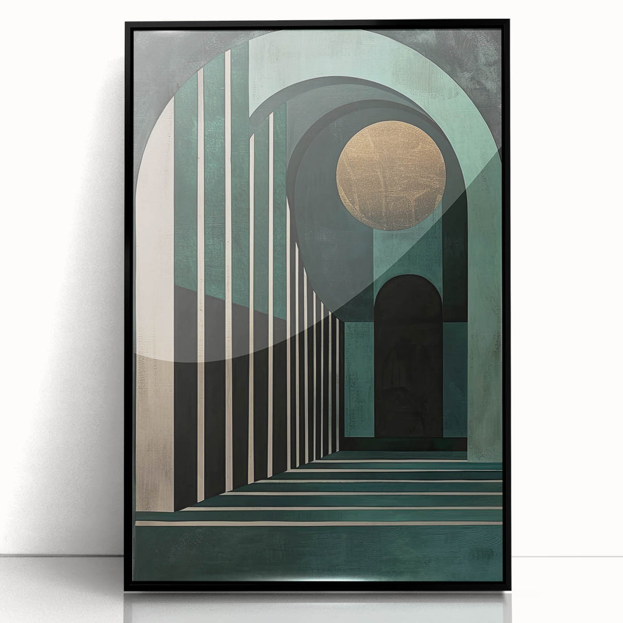 Framed abstract minimalist wall art featuring bold black and white geometric patterns, set against a clean white background, ideal for modern home decor.