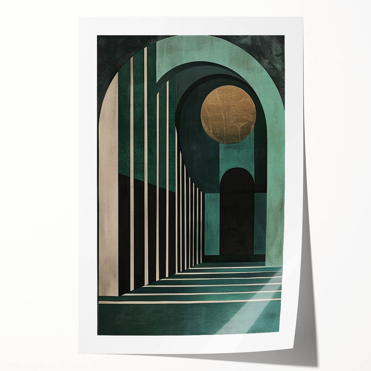 Abstract minimalist wall art print showcasing soft pastel colors and geometric shapes, elegantly rolled and packaged in a protective cardboard tube for shipping.