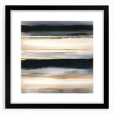 Minimalist Abstract Wall Art – Black, Beige & Gold Canvas Print