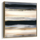Minimalist Abstract Wall Art – Black, Beige & Gold Canvas Print