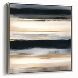 Minimalist Abstract Wall Art – Black, Beige & Gold Canvas Print