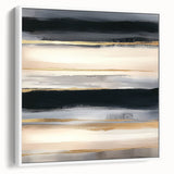 Minimalist Abstract Wall Art – Black, Beige & Gold Canvas Print