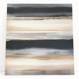 Minimalist Abstract Wall Art – Black, Beige & Gold Canvas Print
