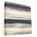 Minimalist Abstract Wall Art – Black, Beige & Gold Canvas Print