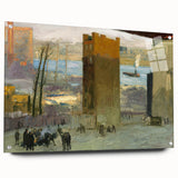 Urban Cityscape Wall Art - Gritty Tenement Scene with Industrial Charm