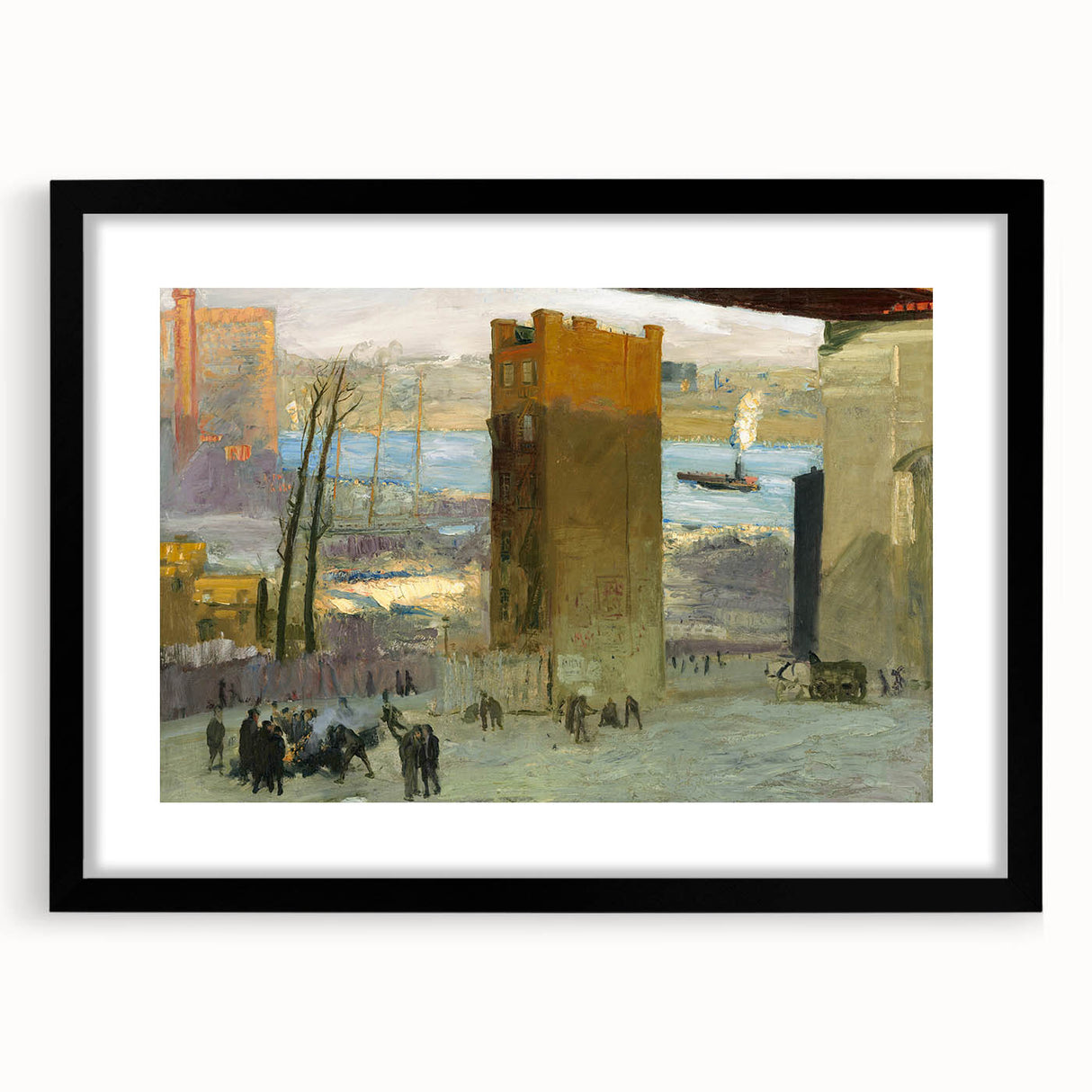 Urban Cityscape Wall Art - Gritty Tenement Scene with Industrial Charm