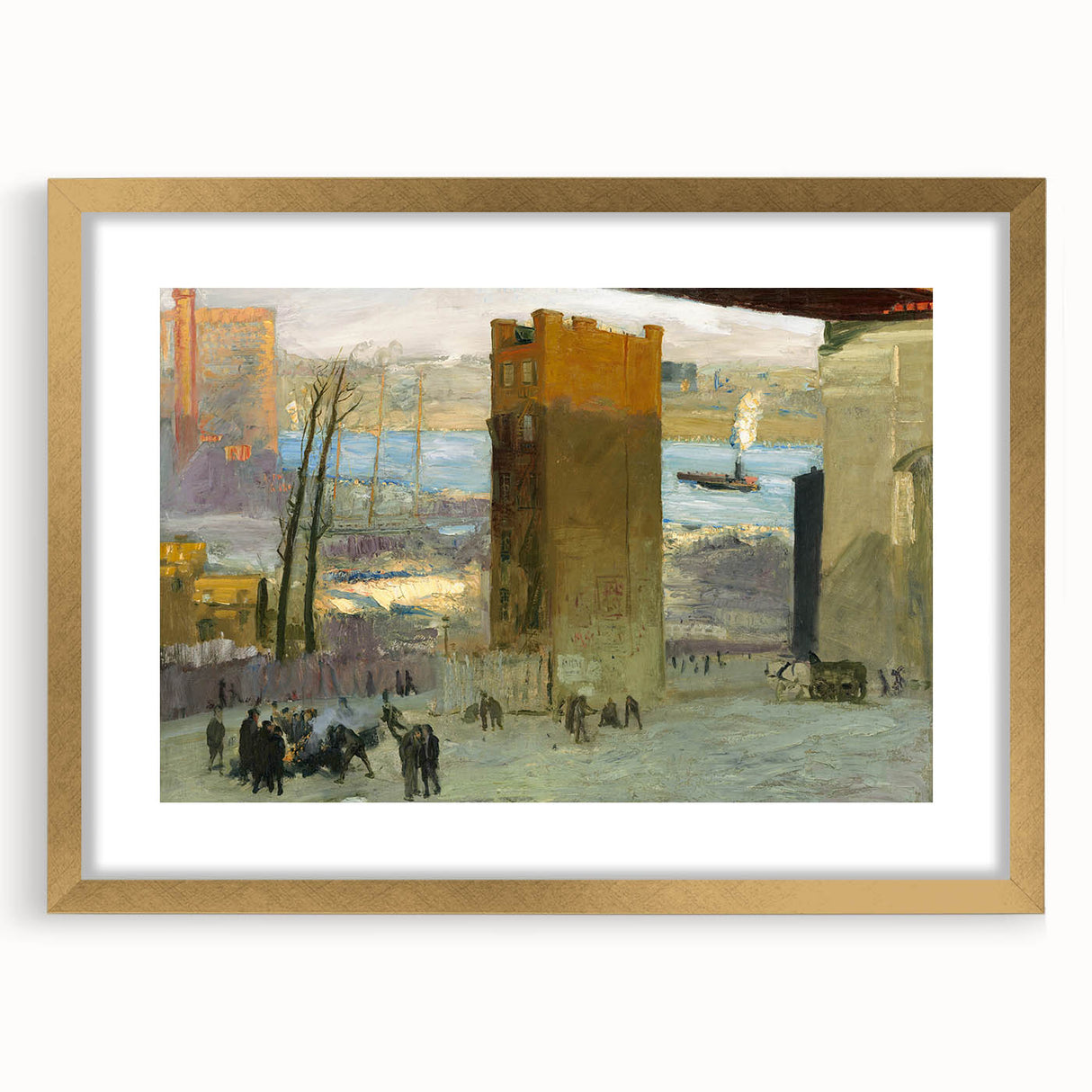 Urban Cityscape Wall Art - Gritty Tenement Scene with Industrial Charm