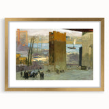 Urban Cityscape Wall Art - Gritty Tenement Scene with Industrial Charm