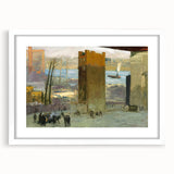 Urban Cityscape Wall Art - Gritty Tenement Scene with Industrial Charm