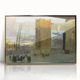 Urban Cityscape Wall Art - Gritty Tenement Scene with Industrial Charm