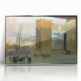 Urban Cityscape Wall Art - Gritty Tenement Scene with Industrial Charm