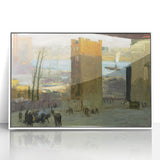 Urban Cityscape Wall Art - Gritty Tenement Scene with Industrial Charm