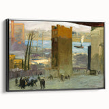 Urban Cityscape Wall Art - Gritty Tenement Scene with Industrial Charm