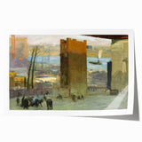 Urban Cityscape Wall Art - Gritty Tenement Scene with Industrial Charm