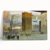 Urban Cityscape Wall Art - Gritty Tenement Scene with Industrial Charm