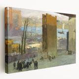 Urban Cityscape Wall Art - Gritty Tenement Scene with Industrial Charm