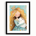 Girls Bedroom Art - Princess & Fluffy Pet Wall Decor for Kids