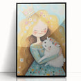 Girls Bedroom Art - Princess & Fluffy Pet Wall Decor for Kids