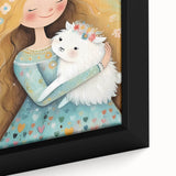 Girls Bedroom Art - Princess & Fluffy Pet Wall Decor for Kids