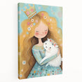 Girls Bedroom Art - Princess & Fluffy Pet Wall Decor for Kids