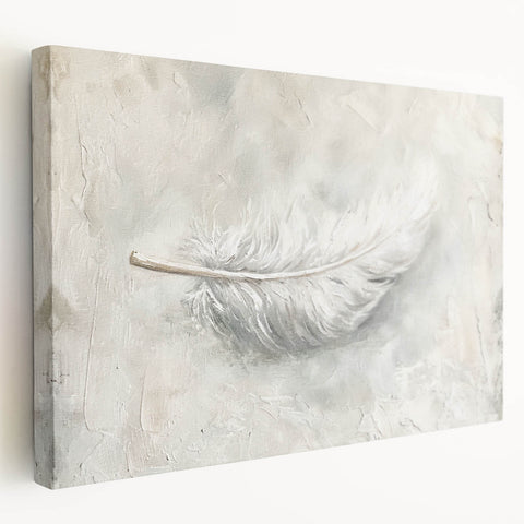 Elegant Dining Room Wall Art - Modern Feather Canvas & Framed Print