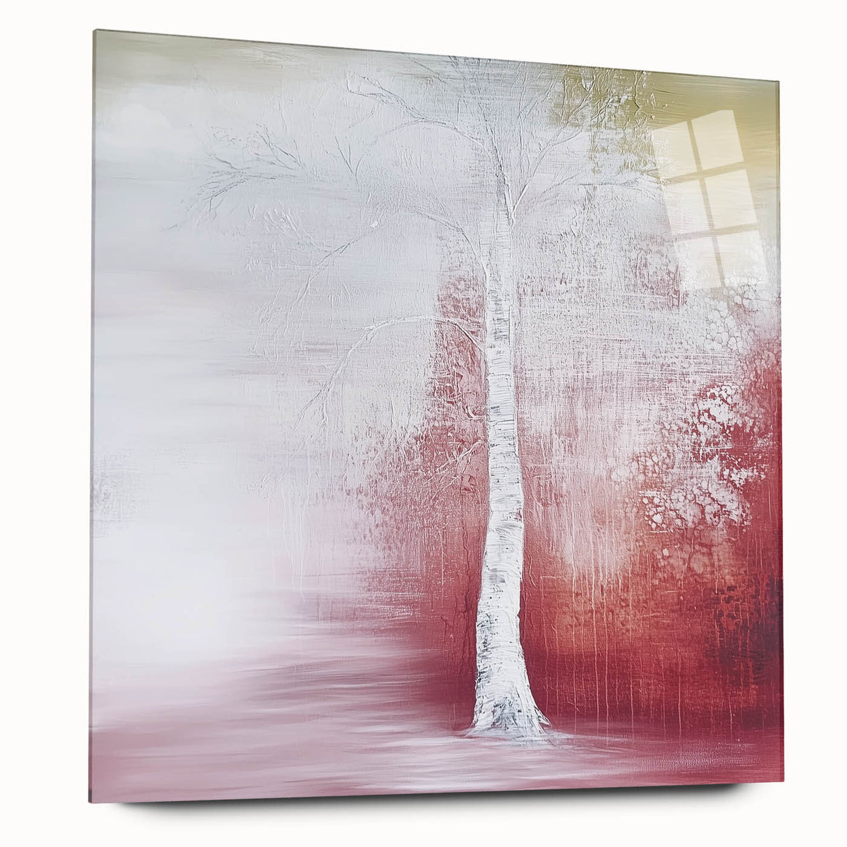 Abstract floral acrylic artwork displayed in a modern glass frame, showcasing vibrant colors and intricate patterns, perfect for enhancing contemporary decor.