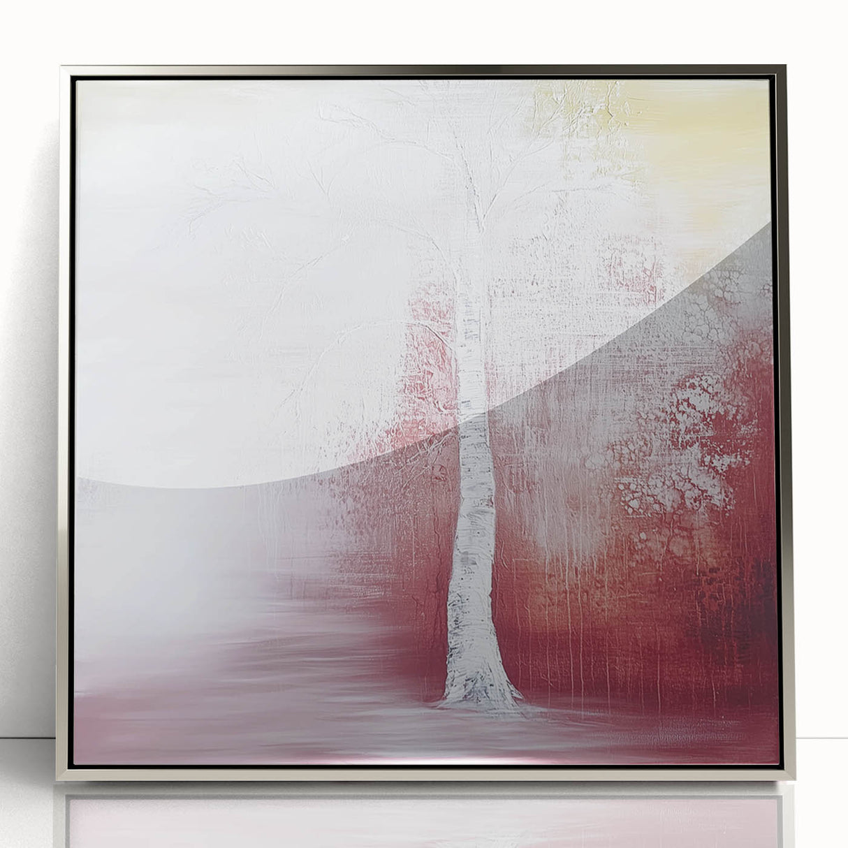 Framed abstract floral artwork in silver acrylic, showcasing vibrant colors and intricate designs, ideal for modern home decor and artistic interiors.