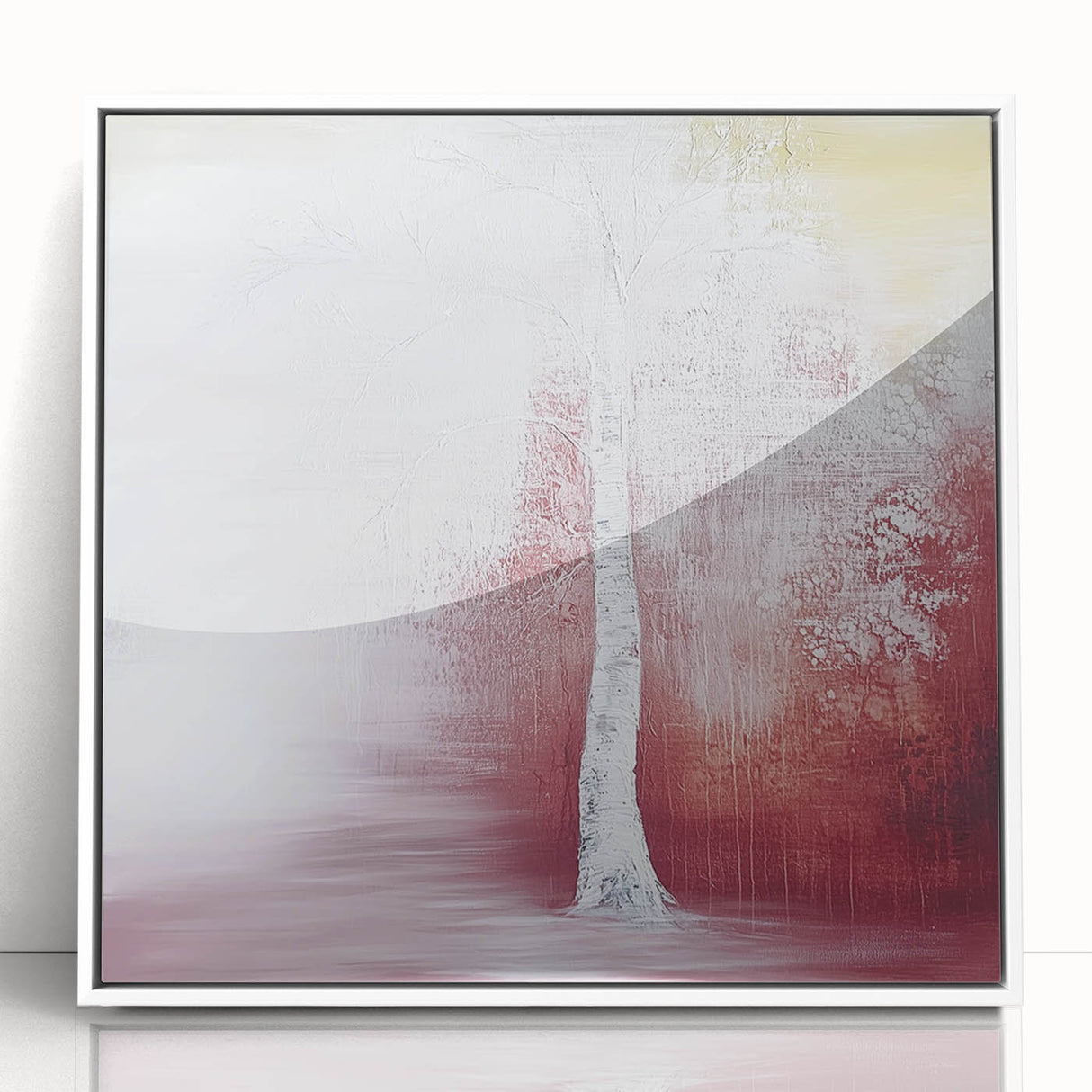 Framed acrylic artwork featuring an abstract floral design in vibrant colors, set against a white background, perfect for modern home decor.