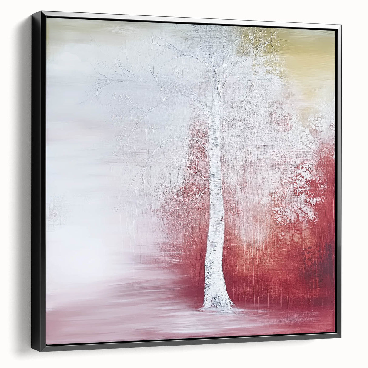 Framed canvas artwork showcasing an abstract floral design with vibrant colors and intricate details, viewed from the side against a neutral background. Ideal for modern home decor.
