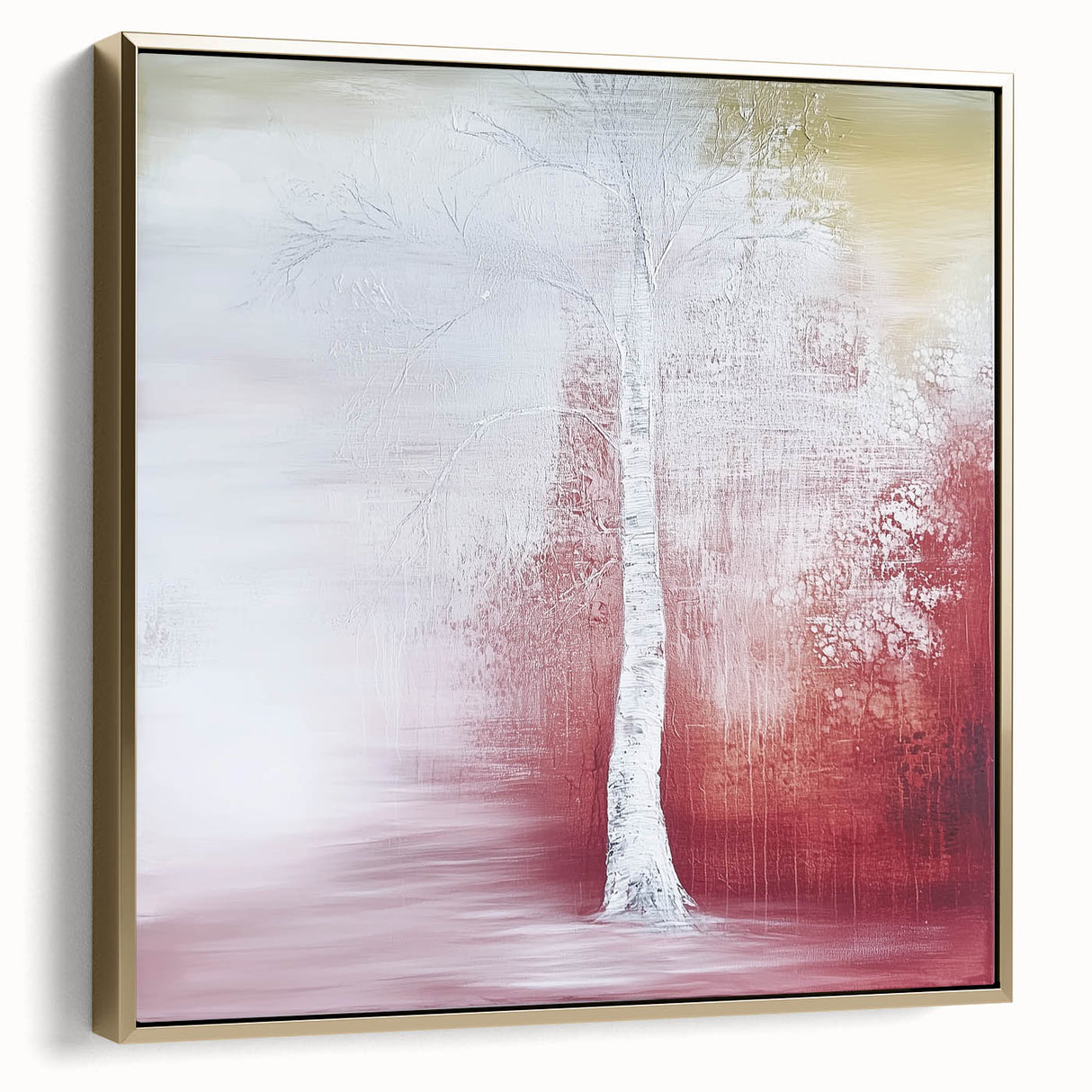 Framed canvas artwork showcasing an abstract floral design in silver and gold hues, elegantly displayed against a neutral background, perfect for modern home decor.