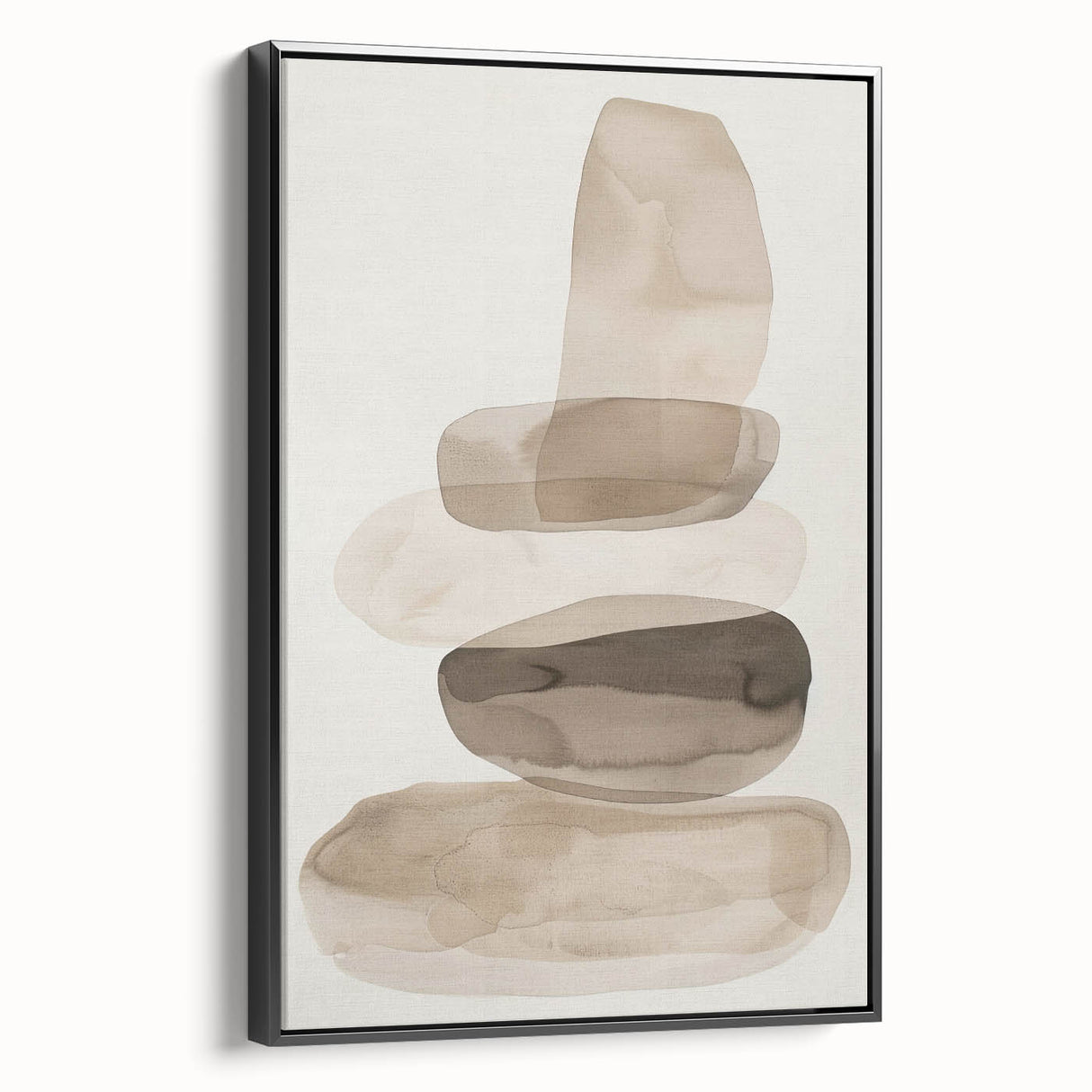 Framed minimalist wall art featuring an abstract black design, displayed from the side to highlight its sleek profile and modern aesthetic, perfect for contemporary decor.